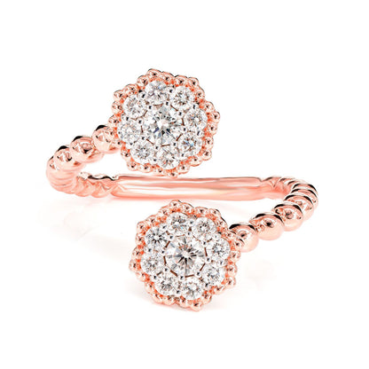 INEL CU DIAMANTE BYPASS, AUR MASIV DE 14K, 0.66CT