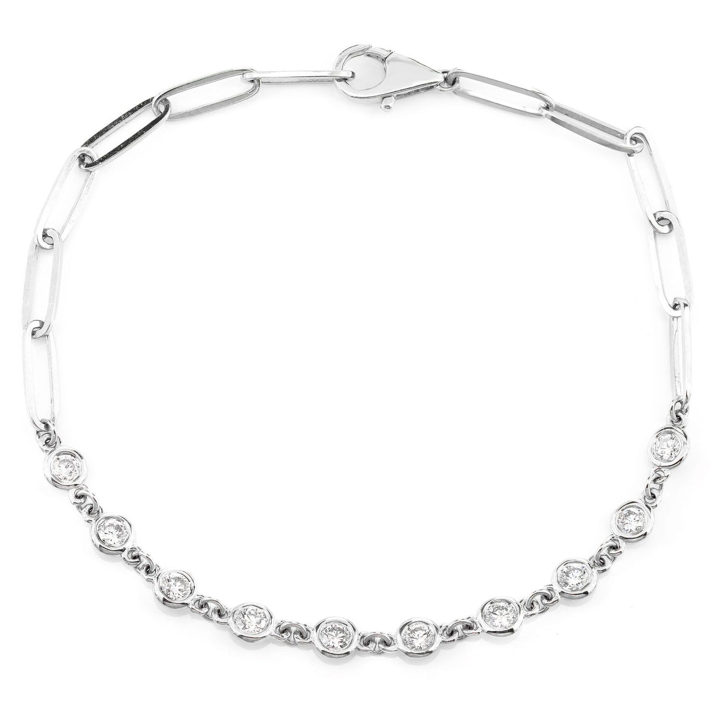 BRĂȚARĂ ROLO CU LUNETĂ CU DIAMANT, AUR MASIV DE 14K, 0.70CT
