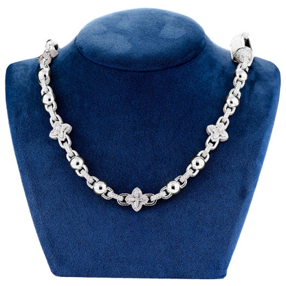 MARQUISE FLOWER DIAMOND STATION NECKLACE CHAIN 14K SOLID GOLD 36.10CTW