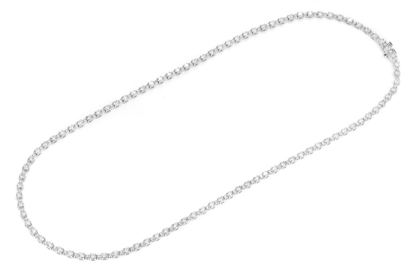 COLIER TENIS CU DIAMANTE ROTUNDE MIC ȘI MARE, AUR MASIV, 7.60 CT