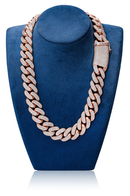 Бриллиантовое колье Miami Cuban Link 24 мм, цельное золото 14 карат, 71,75 карата