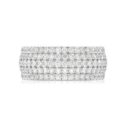MULTI ROW FRENCH PAVE DIAMOND BAND 14K SOLID GOLD 2.00CTW