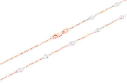 ETERNITY ROUND BEZEL SET DIAMOND NECKLACE 14K SOLID GOLD 1.00CTW