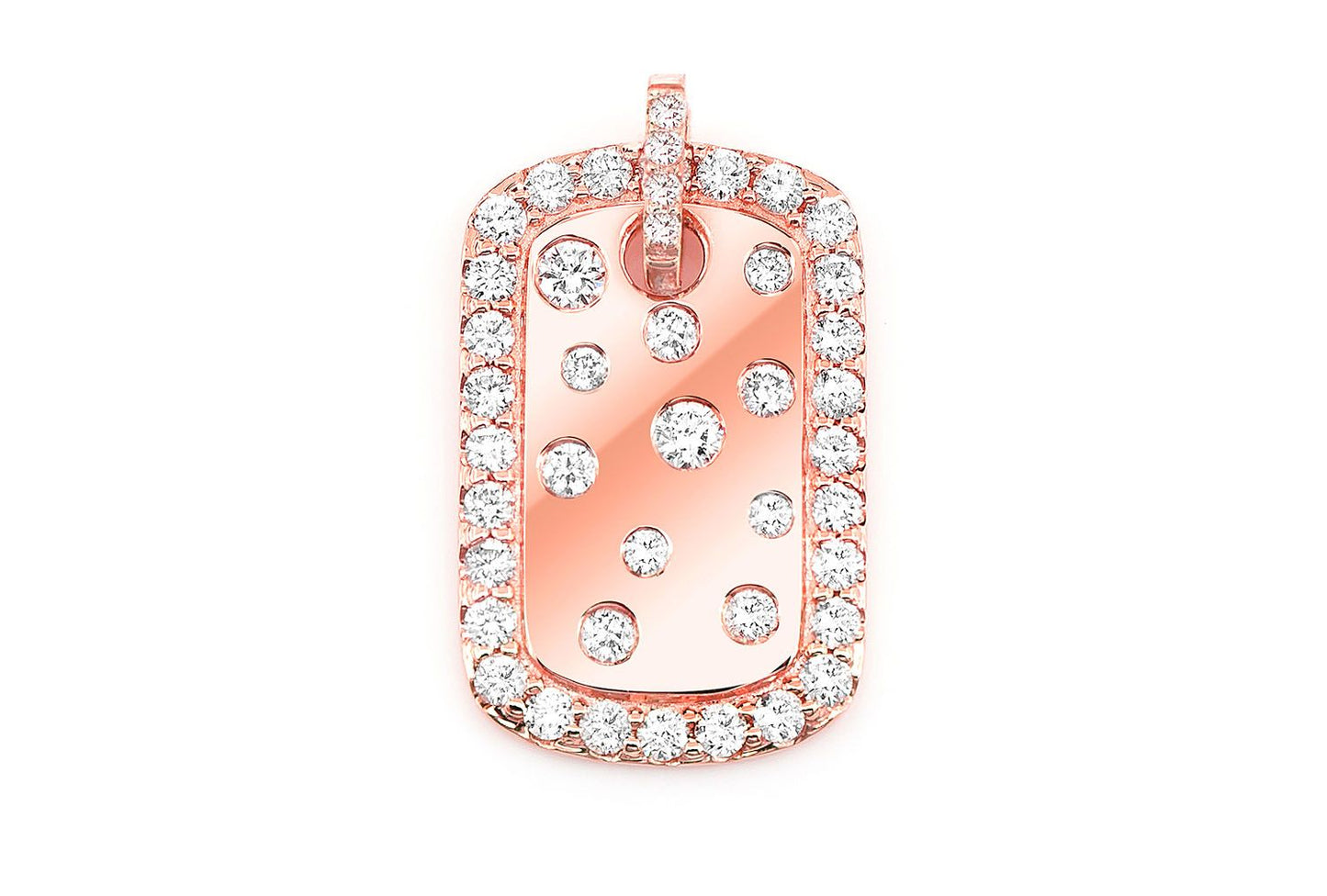 Pandantiv cu etichetă de câine, aur masiv de 14K, 0.50 ct, model țigănesc, cu diamante împrăștiate.