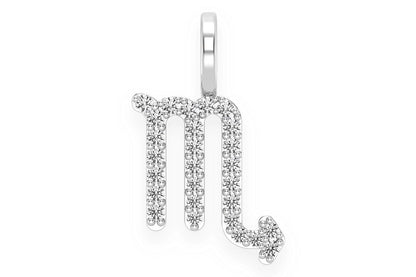 SCORPIO ZODIAC DIAMOND PENDANT 14K SOLID GOLD 0.10CTW