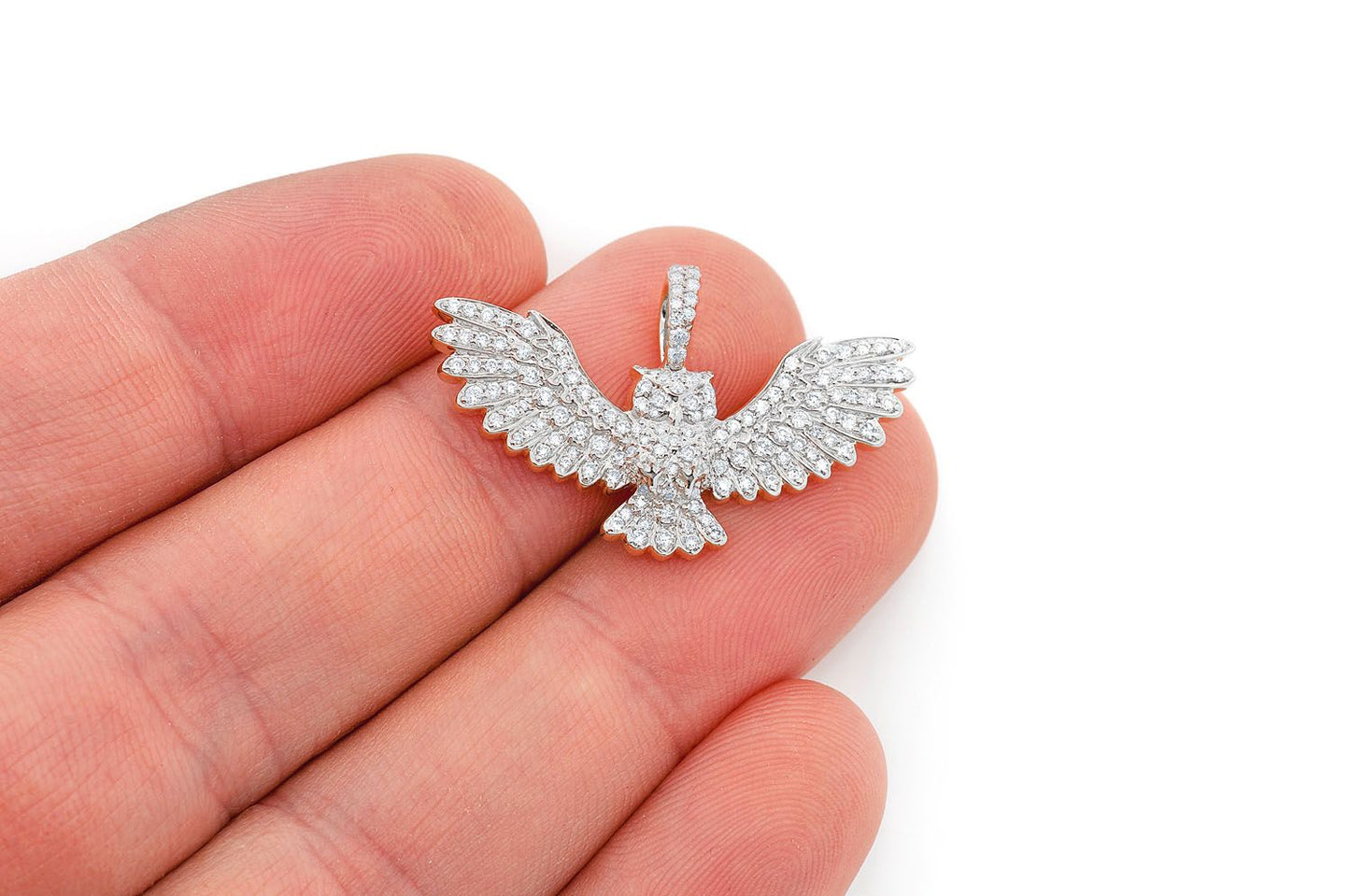 Pandantiv Bufniță cu Diamant, Aur Masiv de 14K, 0.75CT