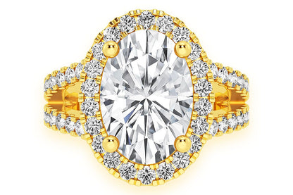 3.00CT OVAL SOLITAIRE - TWO ROW SPLIT - DIAMOND ENGAGEMENT RING