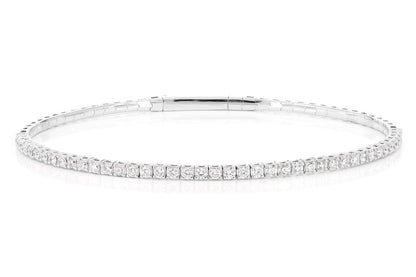 2PT PRONG SET DIAMOND  FLEX BANGLE TENNIS BRACELET 1.00CTW 14K SOLID GOLD