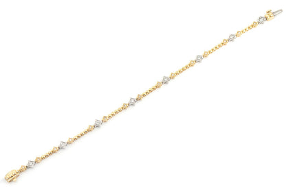 BEADED FOUR POINT STAR TRIO BRACELET 14K SOLID GOLD 0.60CTW