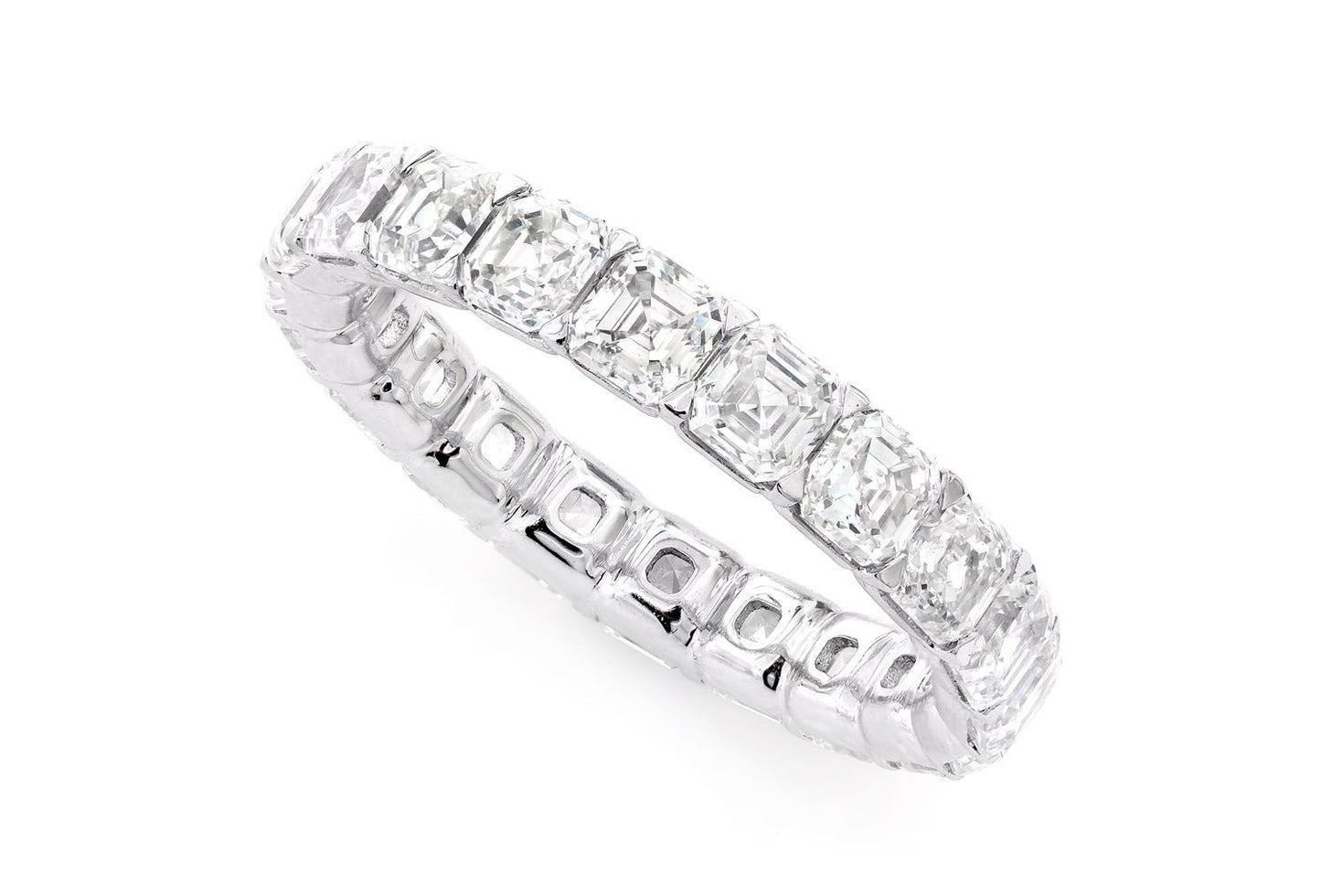 Бриллиантовое кольцо ASSCHER ETERNITY из цельного золота 14 карат, 4,65 карата