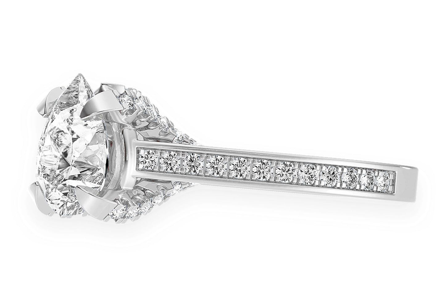 CHANT - 1.50CT PEAR SOLITAIRE - DELUXE ONE ROW SCALLOP - DIAMOND ENGAGEMENT RING