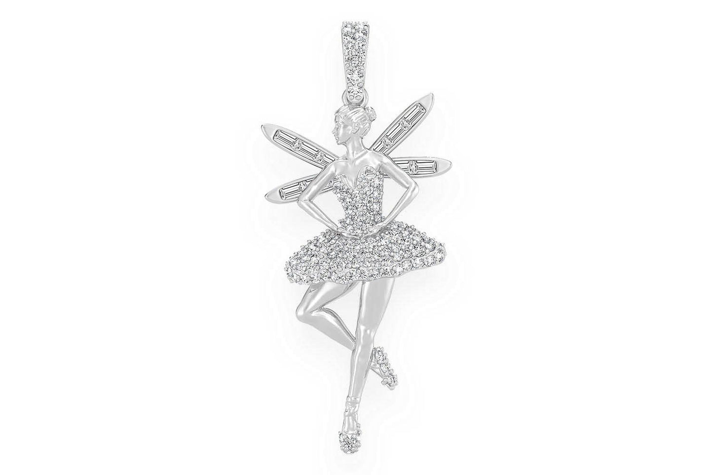 PANDANT ARIPI DE BALERINĂ CU DIAMANT, AUR MASIV DE 14K, 0,65 CT