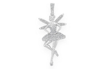 PANDANT ARIPI DE BALERINĂ CU DIAMANT, AUR MASIV DE 14K, 0,65 CT