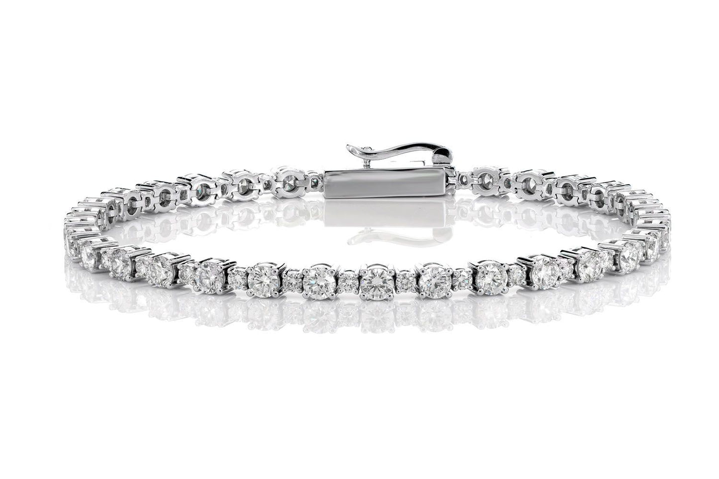 ALTERNATING SIZE DIAMOND TENNIS BRACELET 14K SOLID GOLD 5.25CTW