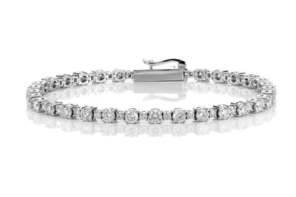 ALTERNATING SIZE DIAMOND TENNIS BRACELET 14K SOLID GOLD 5.25CTW