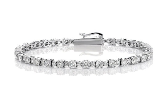 ALTERNATING SIZE DIAMOND TENNIS BRACELET 14K SOLID GOLD 5.25CTW