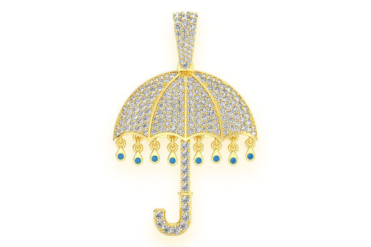 PANDANT UMBRELĂ CU DIAMANT AUR MASIV DE 14K 2.65CTW