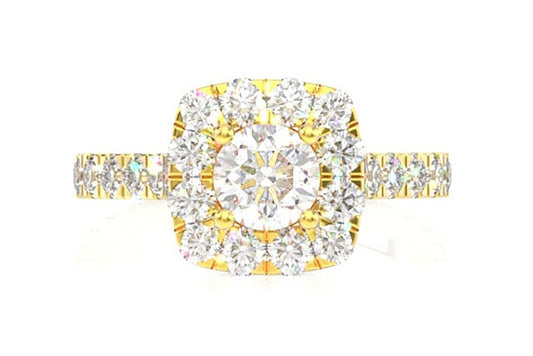 INEL DE LOGODNĂ SOLITAR ROTUND 1.25CT - INEL DE LOGODNĂ CU DIAMANT PĂTRAT, FORMĂ SCALLOP, HALO