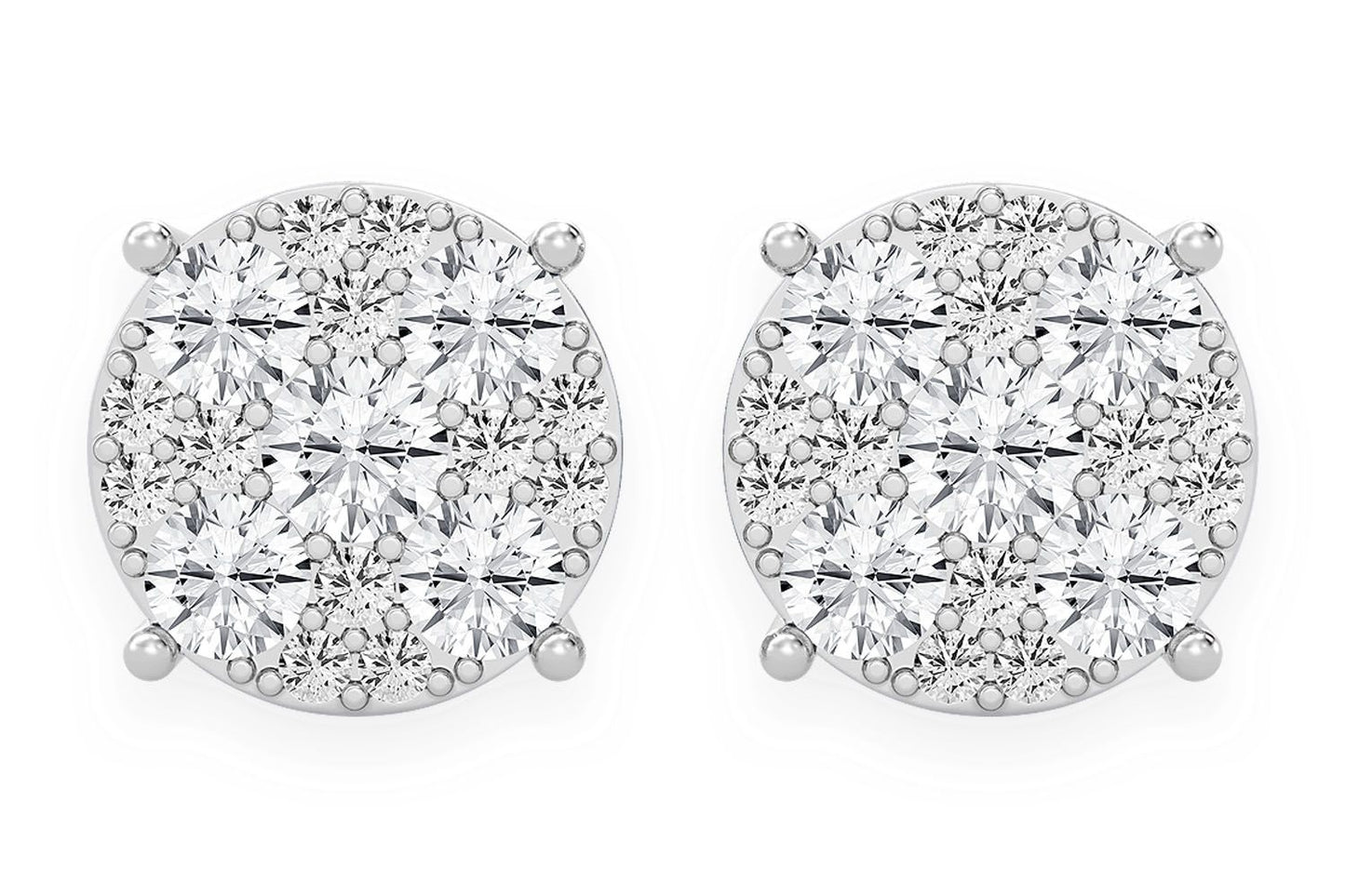 CERCEI CU DIAMANTE ȘI MOZAIC DE 4.00 CT, AUR MASIV DE 14K