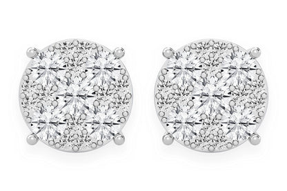CERCEI CU DIAMANTE ȘI MOZAIC DE 4.00 CT, AUR MASIV DE 14K