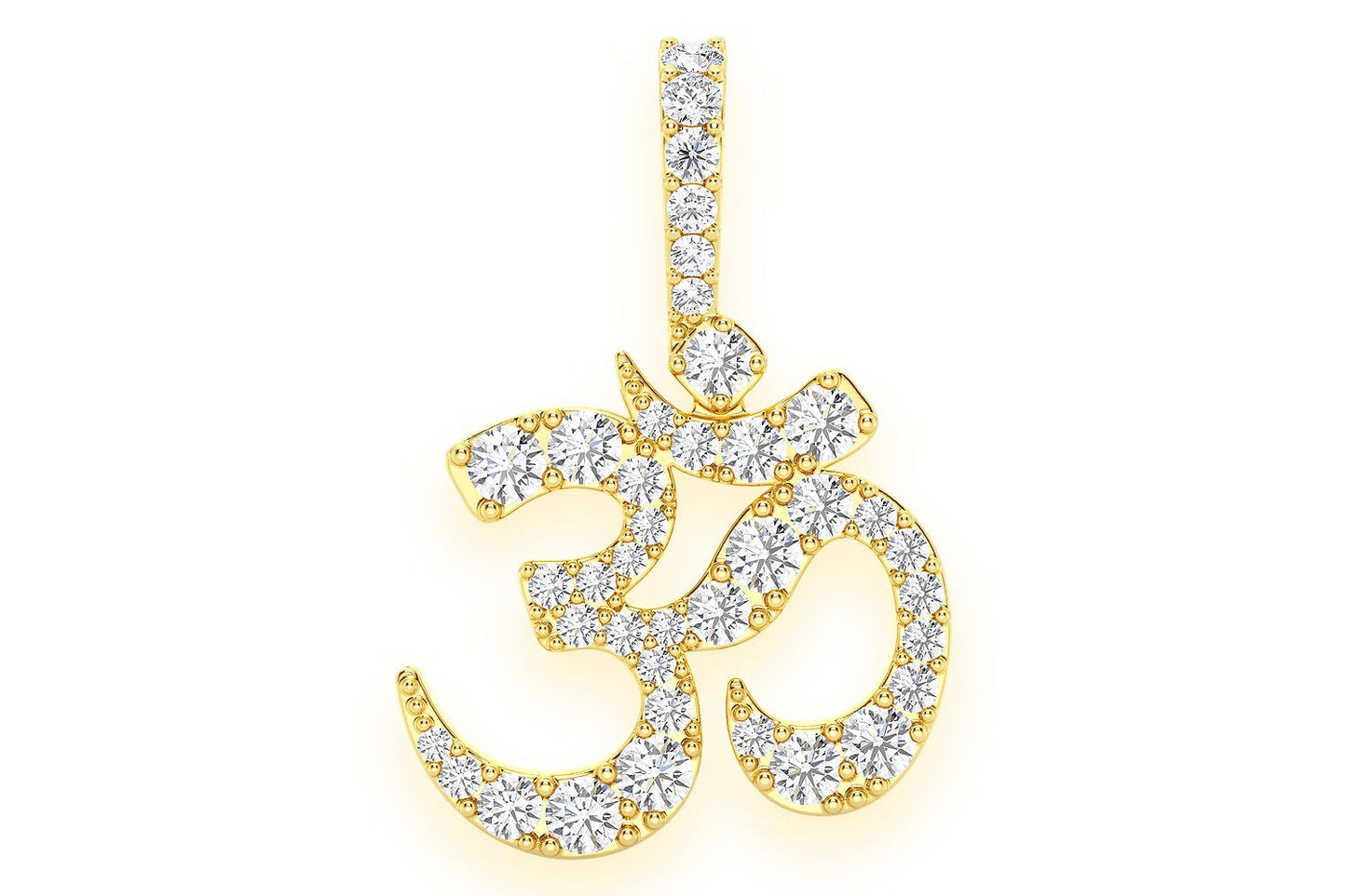 OM SYMBOL DIAMOND PENDANT 14K SOLID GOLD .66CTW