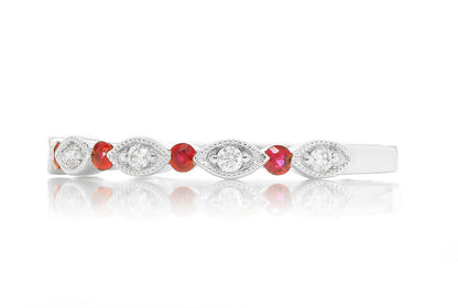 VERIGHEȚĂ CU RUBIN ȘI DIAMANT AUR MASIV 14K 0.15CTW