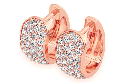 WIDE HOOP DIAMOND EARRINGS 14K SOLID GOLD 1.20CTW