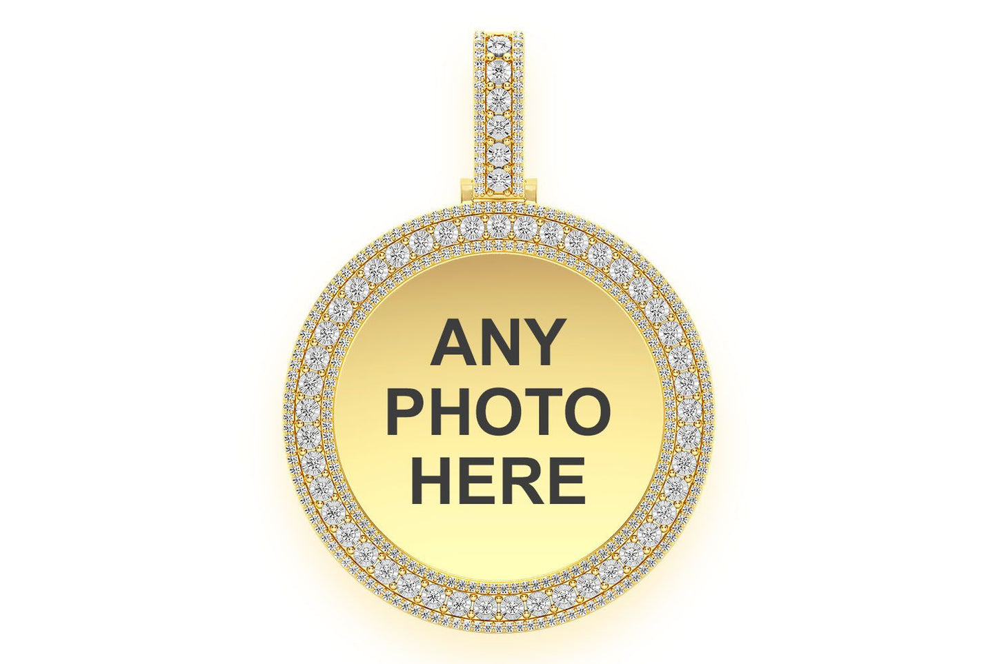 3 ROW MIRACLE SET PICTURE PENDANT 14K SOLID GOLD 2.10CTW