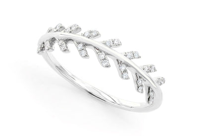 LEAF STACKABLE WEDDING BAND 14K SOLID GOLD .15CTW