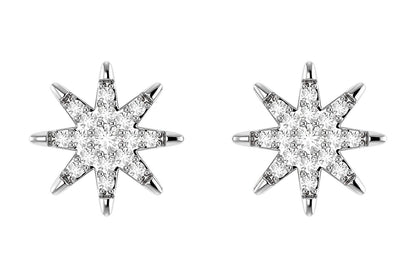 EIGHT POINT STAR STUD EARRINGS 14K SOLID GOLD 0.20CTW