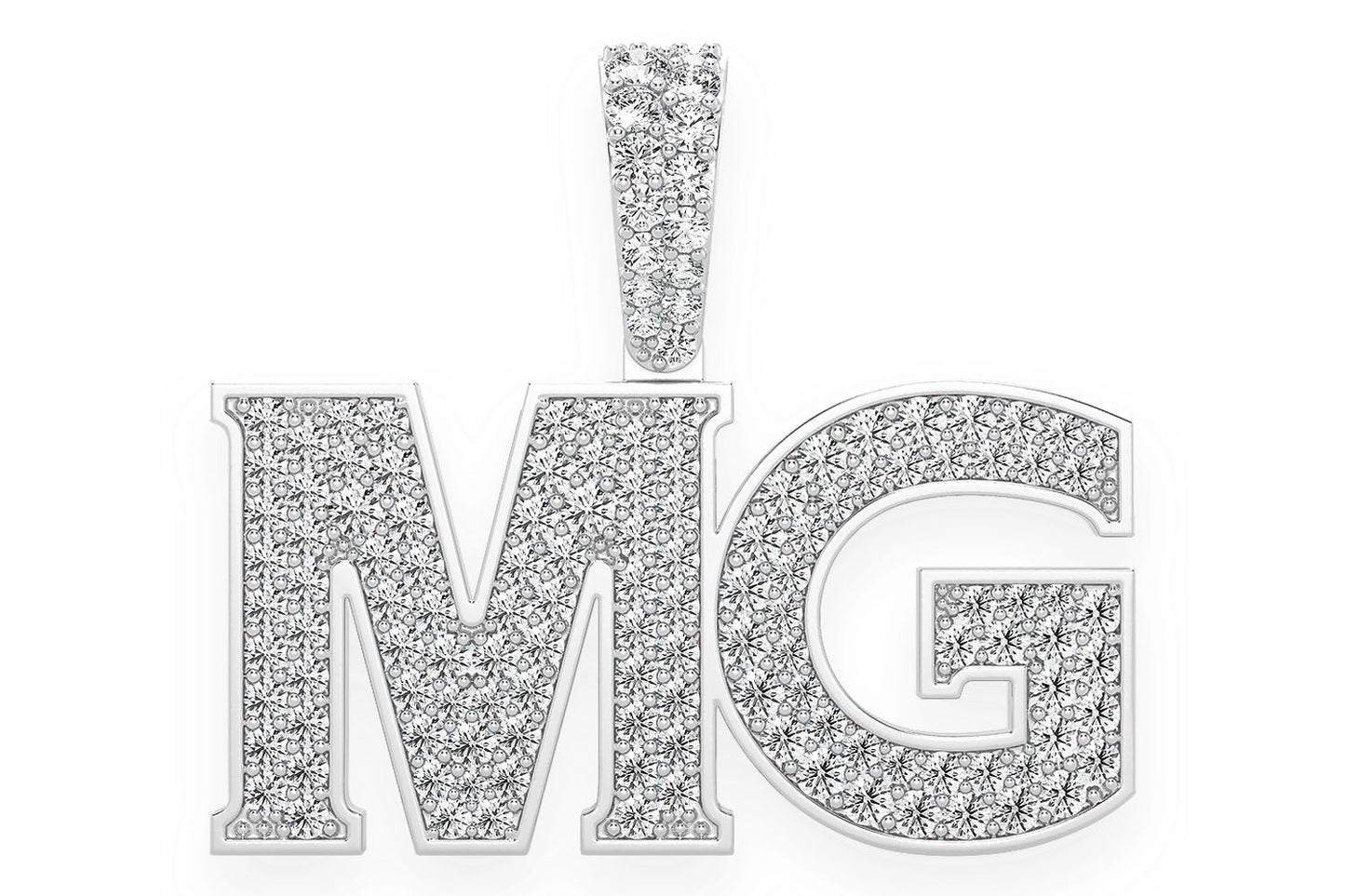 CUSTOM HEAVY SERIF LETTER NAMEPLATE DIAMOND PENDANT 14K SOLID GOLD
