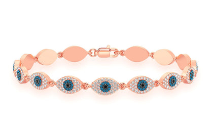 EVIL EYE ETERNITY DIAMOND BRACELET 14K SOLID GOLD 2.45CTW