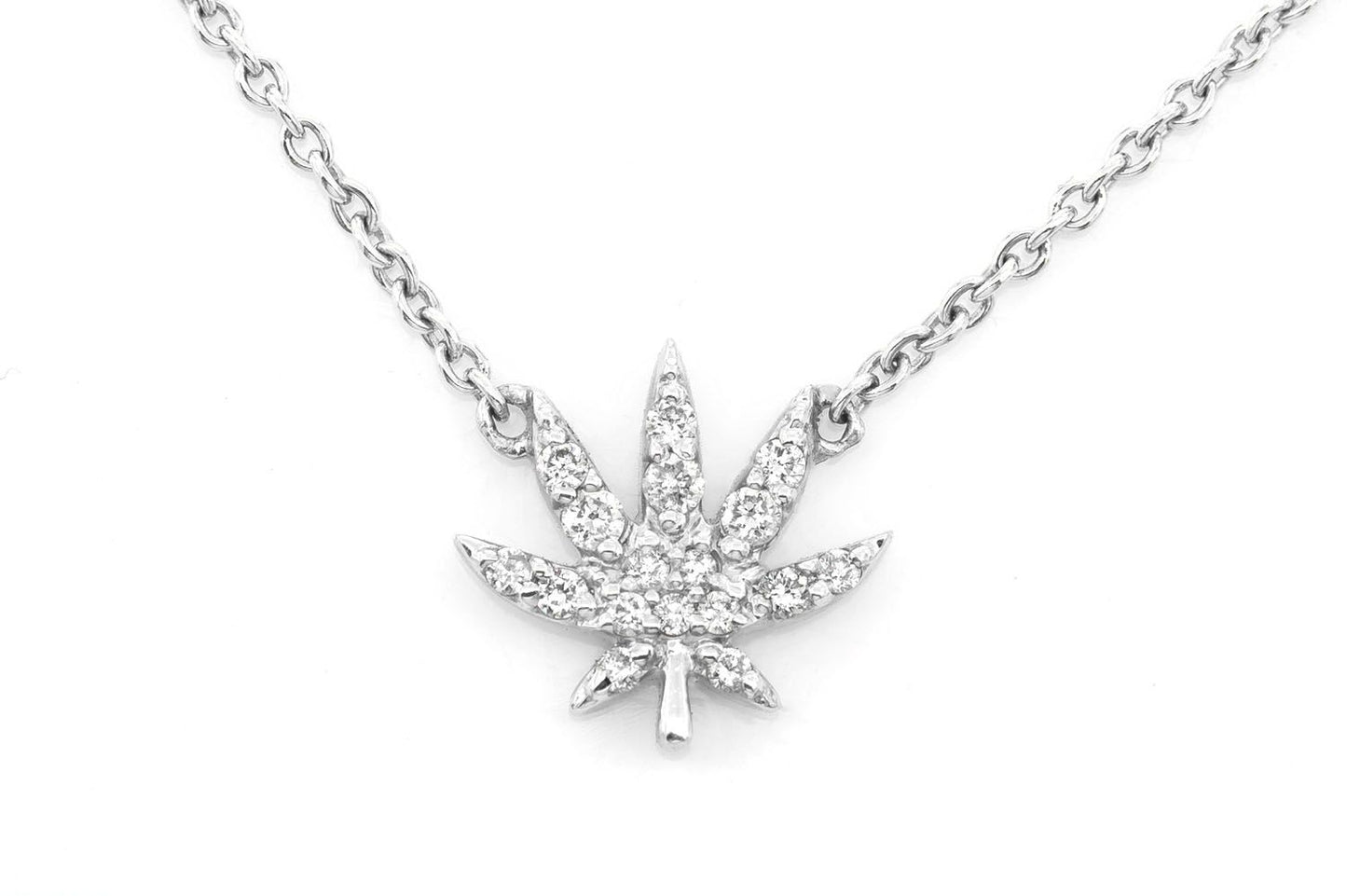CANNABIS LEAF DIAMOND PENDANT 14K SOLD GOLD 0.10CTW