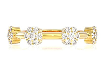 INEL CU DIAMANTE ȘI CLUSTER DE FLORI, AUR MASIV DE 14K, 0.65CT