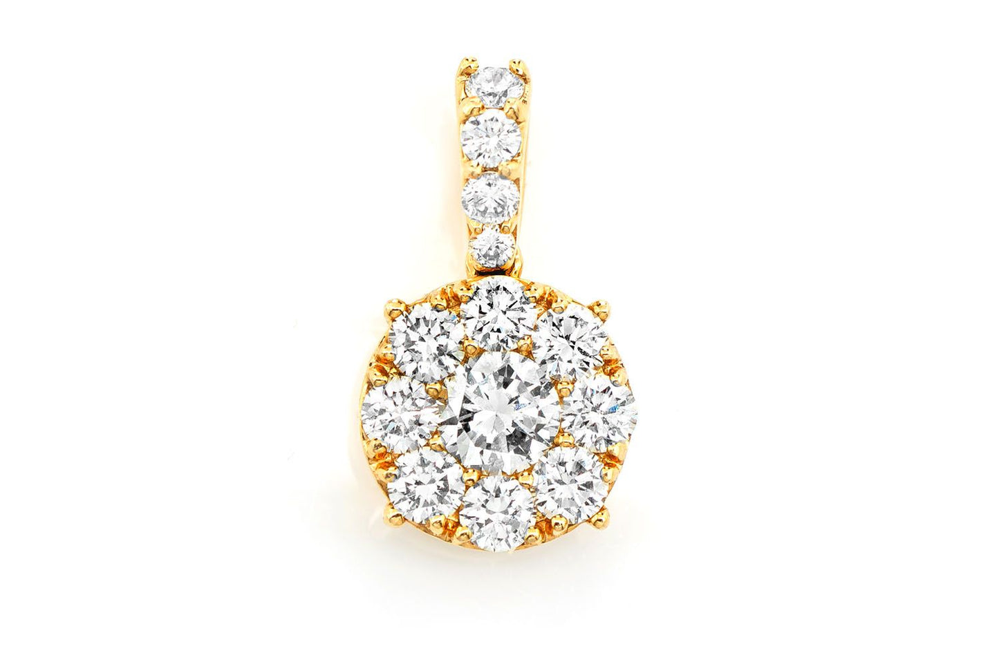 ROUND DIAMOND CLUSTER PENDANT 14K SOLID GOLD 1.00CTW
