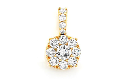 ROUND DIAMOND CLUSTER PENDANT 14K SOLID GOLD 1.00CTW