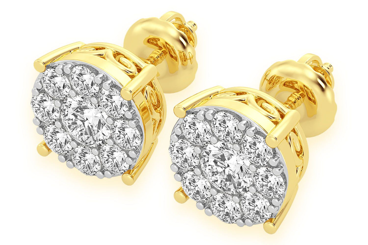 CERCEI CU DIAMANT ȘTIF, MOZAIC, 1.50CTW, AUR MASIV DE 14K