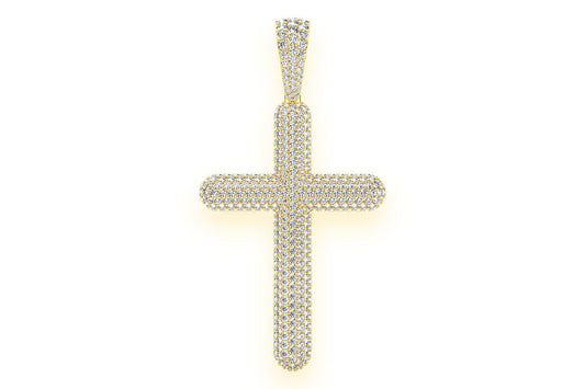 DOME CROSS DIAMOND PENDANT 14K SOLID GOLD 8.50CTW