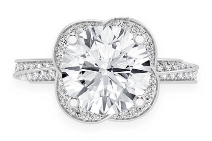 3.00CT ROUND SOLITAIRE - FLOWER PETAL HALO - DIAMOND ENGAGEMENT RING