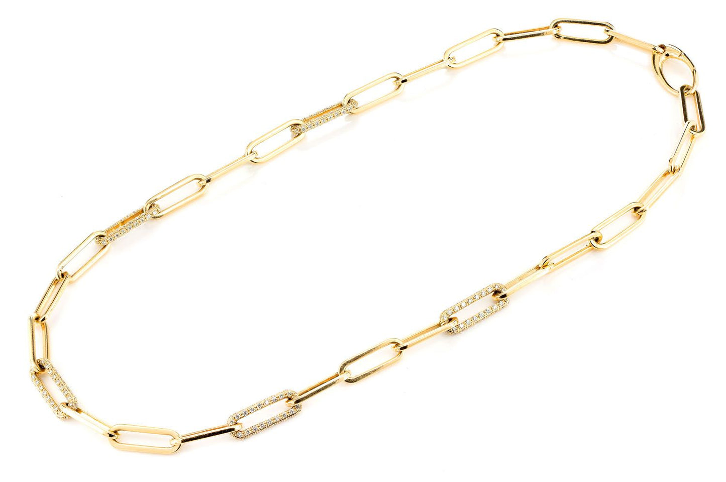 COLIER CU DIAMANTE ALTERNATIVE, LEGĂTURĂ ROLO, 44,5 cm, AUR MASIV DE 14K, 3,00 CT