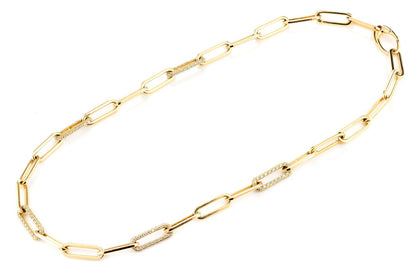 COLIER CU DIAMANTE ALTERNATIVE, LEGĂTURĂ ROLO, 44,5 cm, AUR MASIV DE 14K, 3,00 CT
