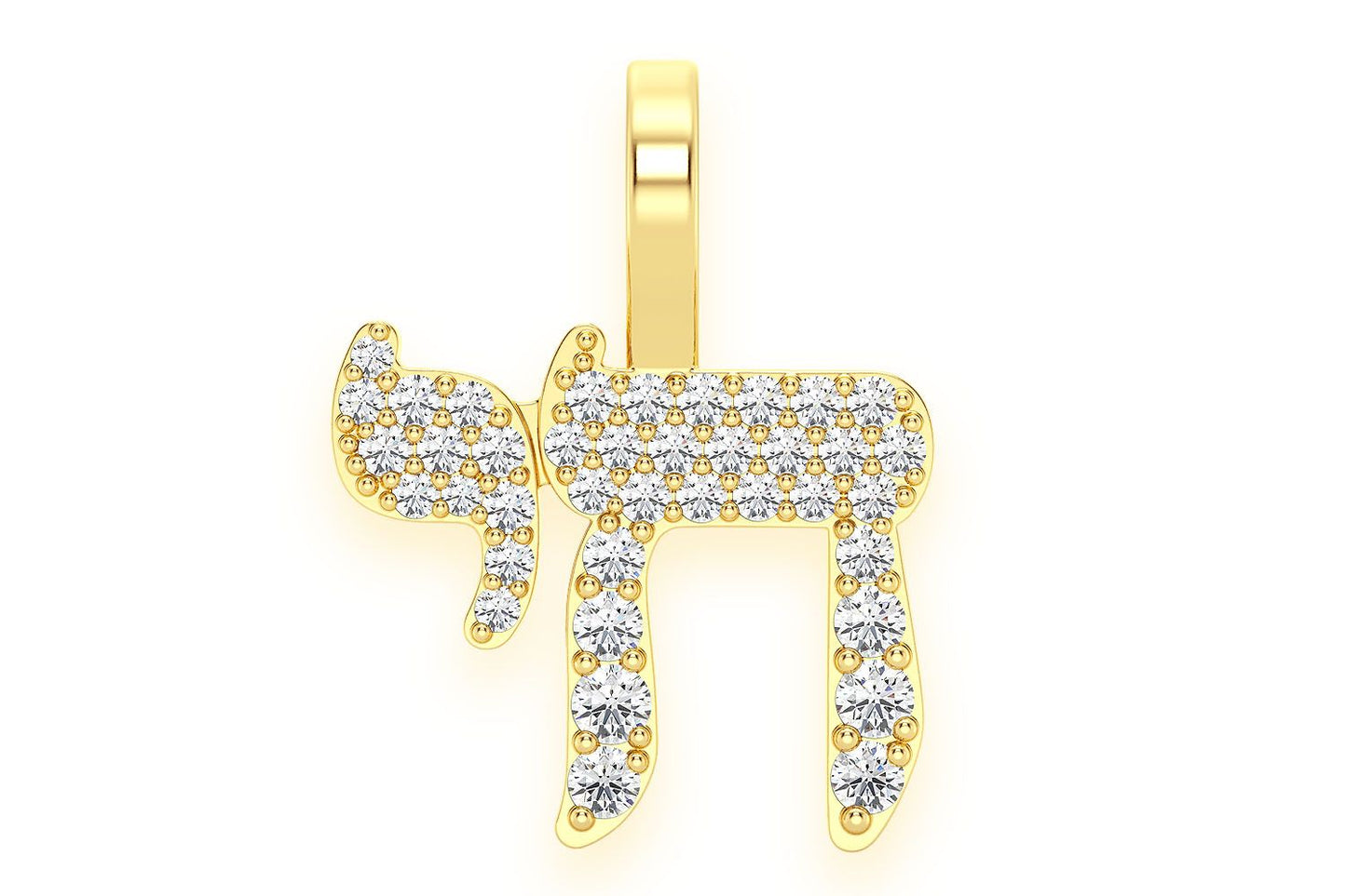 CHAI DIAMOND PENDANT 14K SOLID GOLD .30CTW