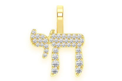 CHAI DIAMOND PENDANT 14K SOLID GOLD .30CTW
