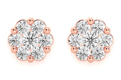 0.25CTW FLOWER STUD DIAMOND EARRINGS 14K SOLID GOLD