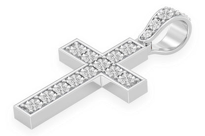 MIRACLE SET CROSS DIAMOND PENDANT 14K SOLID GOLD 0.25CTW