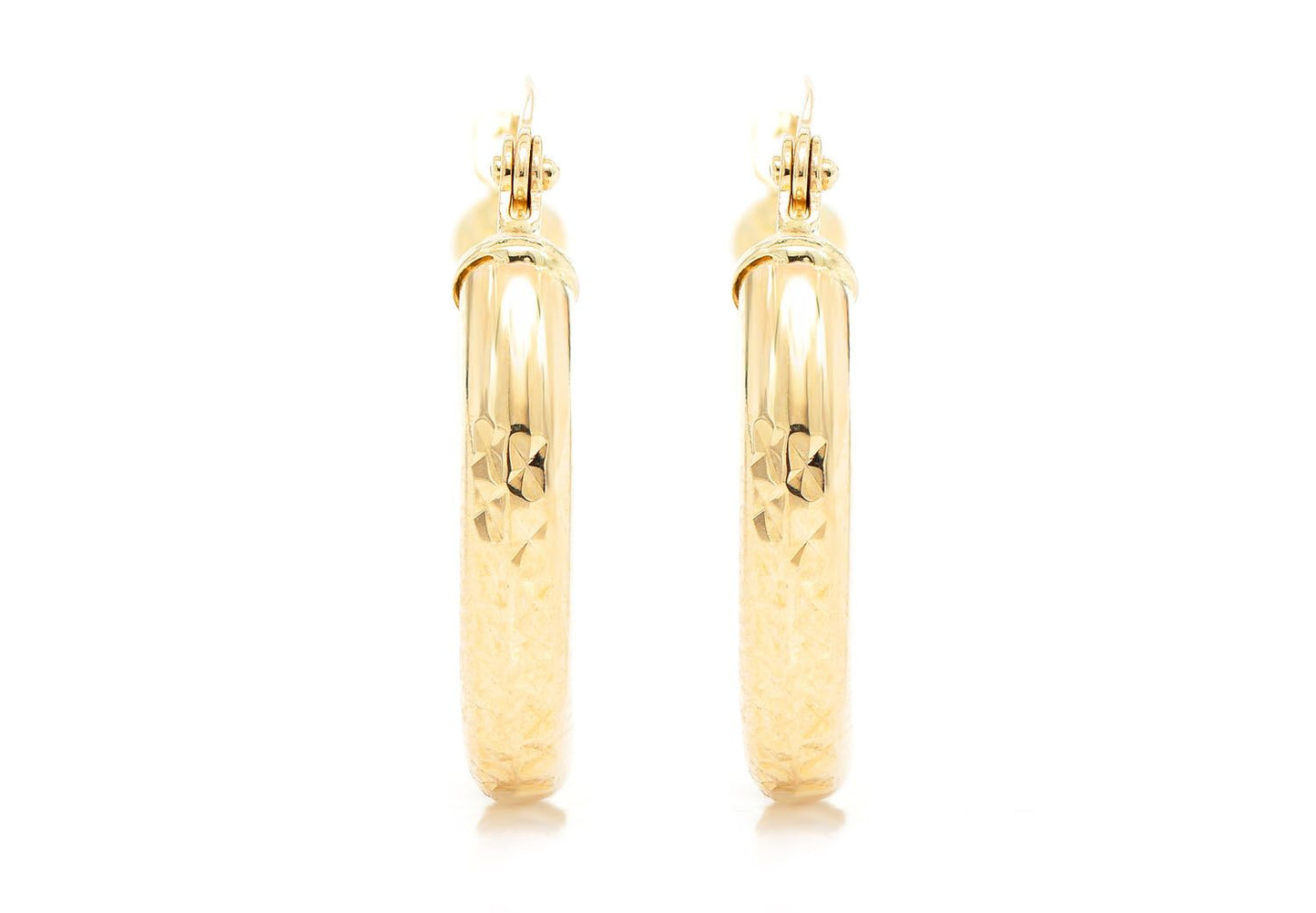 3MM DIAMOND-CUT HOOP EARRINGS 14K SOLID GOLD XS