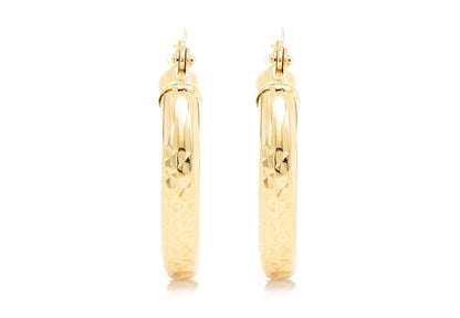 3MM DIAMOND-CUT HOOP EARRINGS 14K SOLID GOLD XS