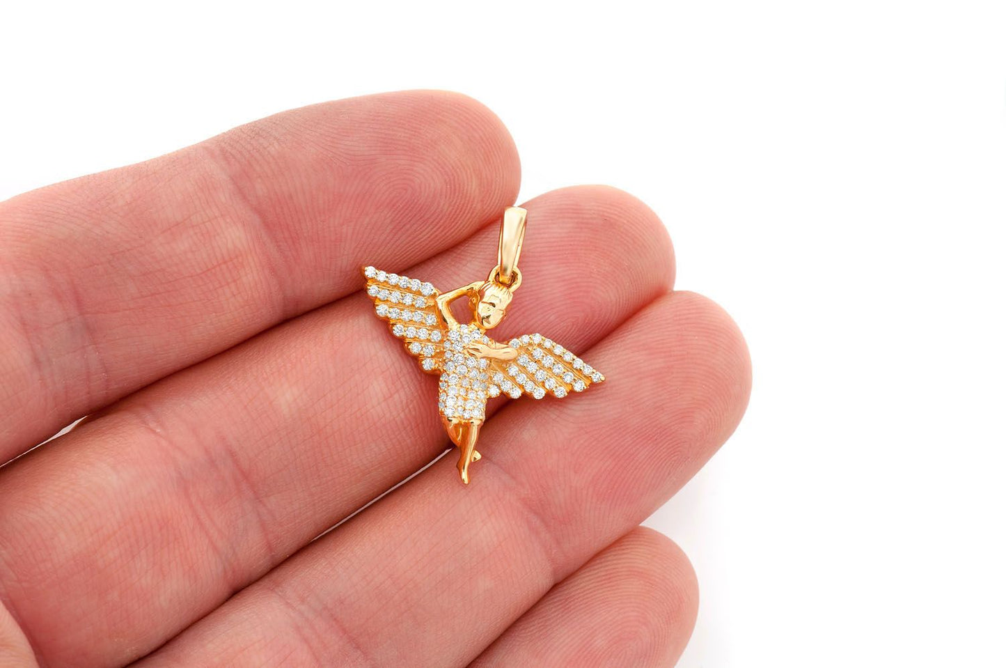 ANGEL DIAMOND PENDANT 14K SOLID GOLD .33CTW
