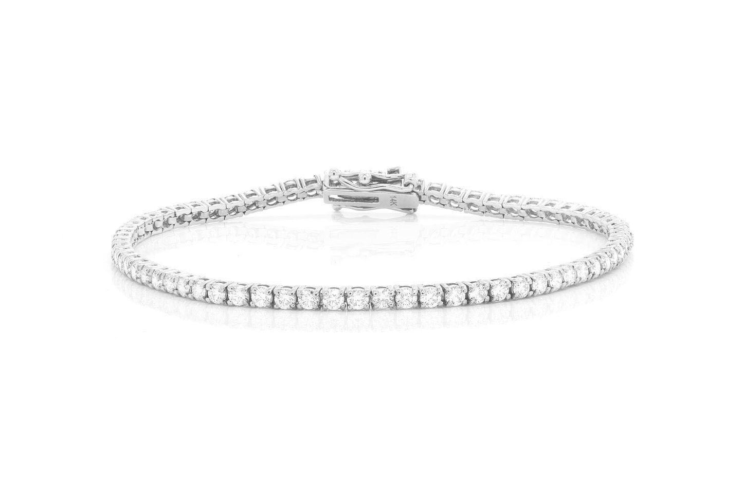 5PT PRONG SET DIAMOND TENNIS BRACELET 14K SOLID GOLD 3.00CTW