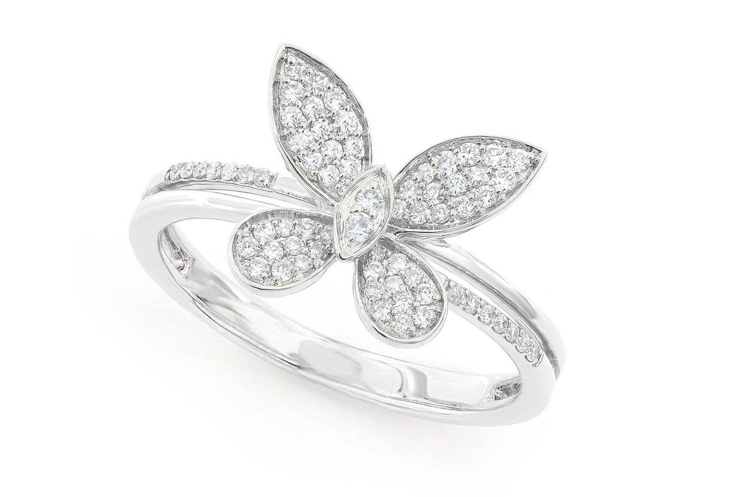 INEL MODĂ CU DIAMANTE CU ARIPI DE FLUTURE, AUR MASIV DE 14K, 0.30CTW